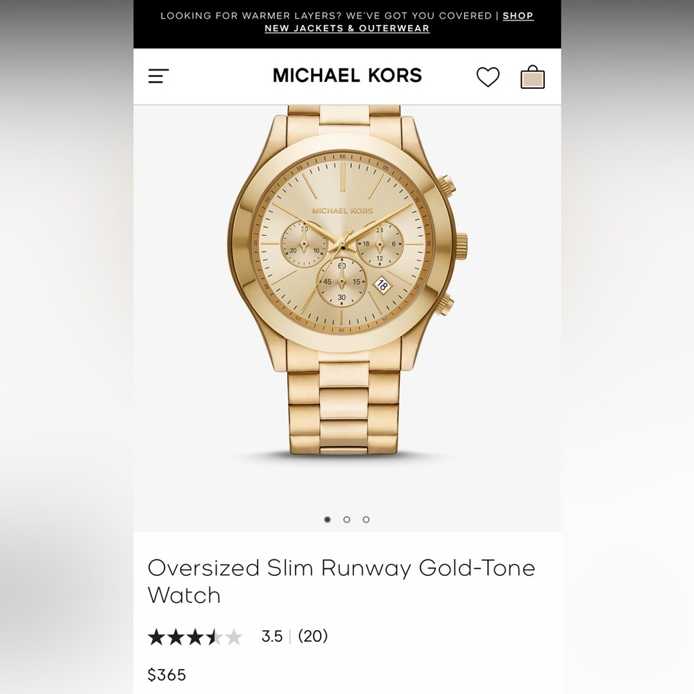 Michael Kors Oversized Slim Runway Gold-Tone Watch